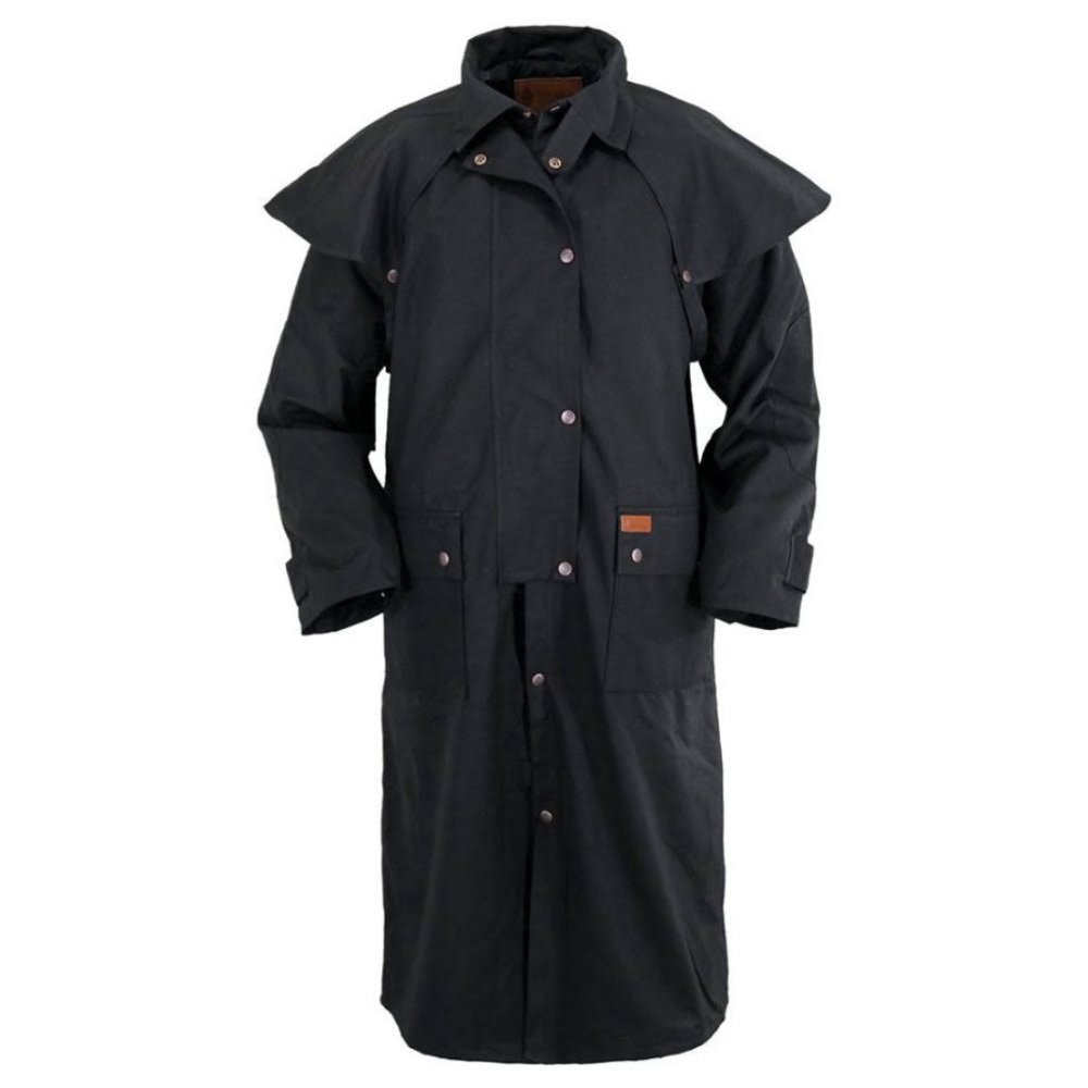 Outback Trading Unisex Oilskin Low Rider Duster‎ Coat Western Black Size MD